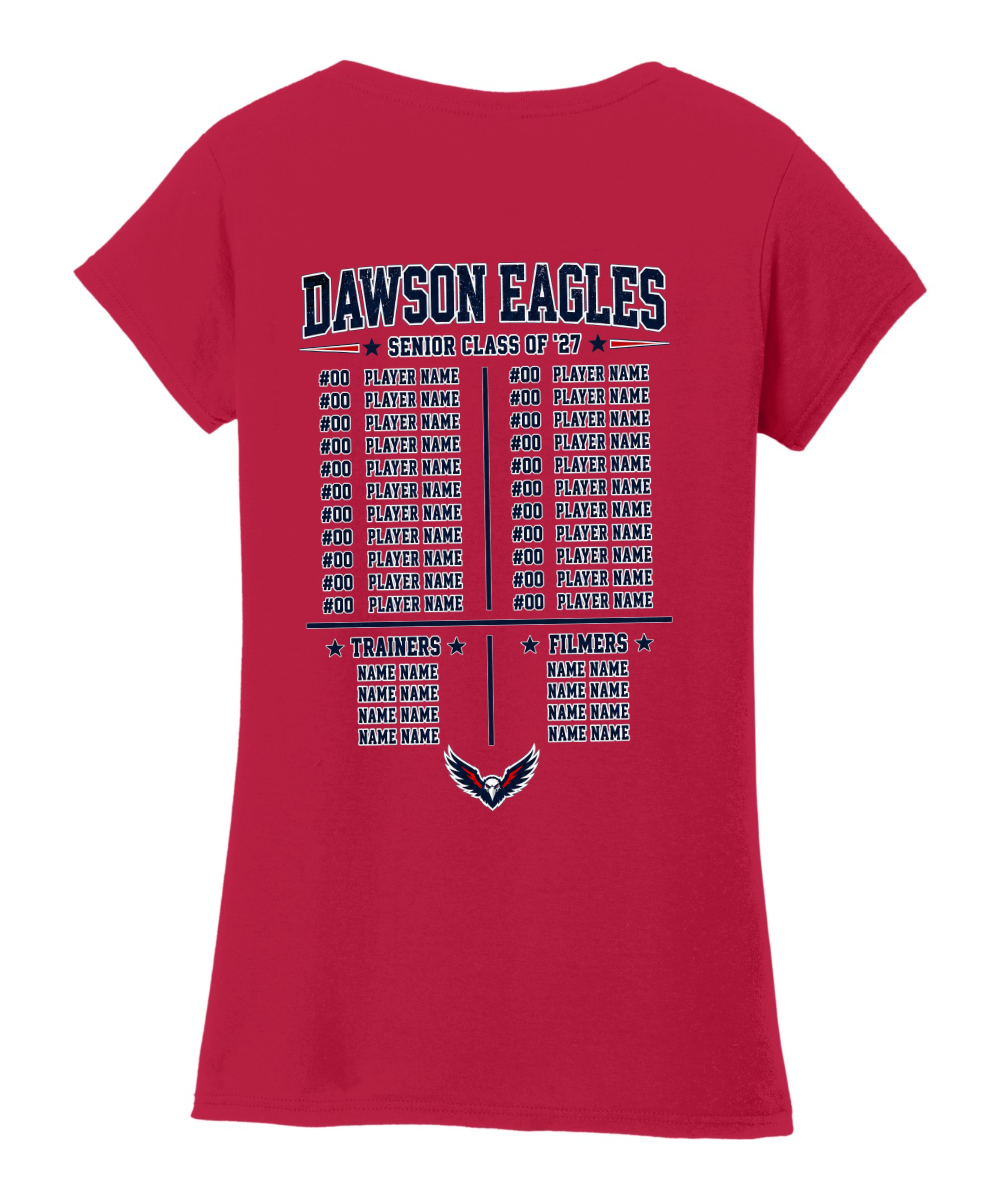 Dawson HS- Football Senior Night Ladies VNeck Cotton Tee