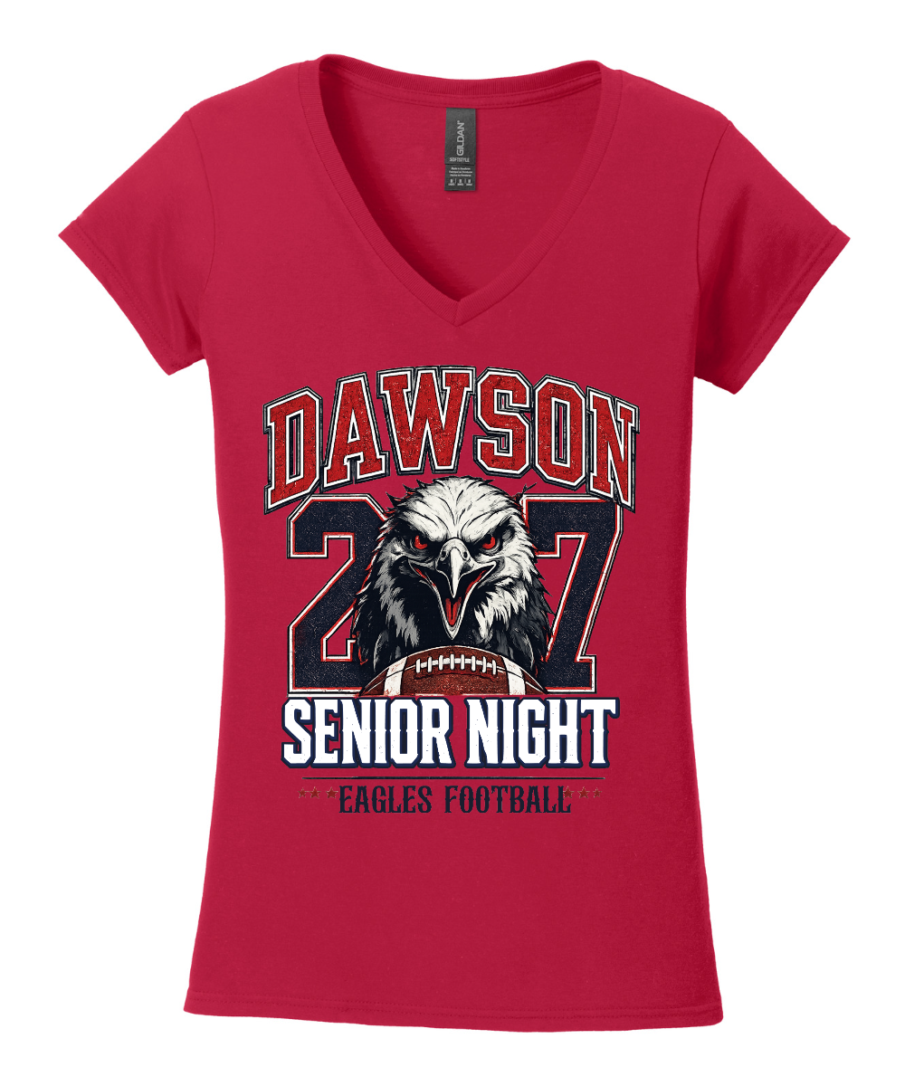 Dawson HS- Football Senior Night Ladies VNeck Cotton Tee