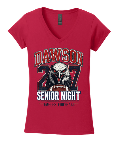 Dawson HS- Football Senior Night Ladies VNeck Cotton Tee