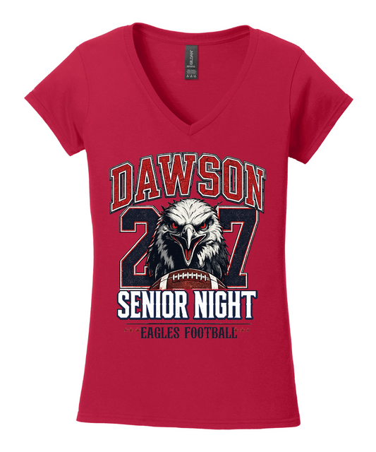 Dawson HS- Football Senior Night Ladies VNeck Cotton Tee