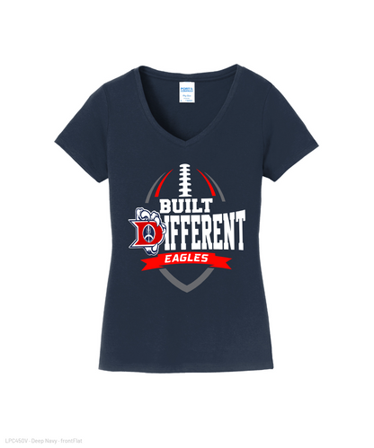 Dawson Football Booster Club- Built Different Ladies Vneck Cotton Tee