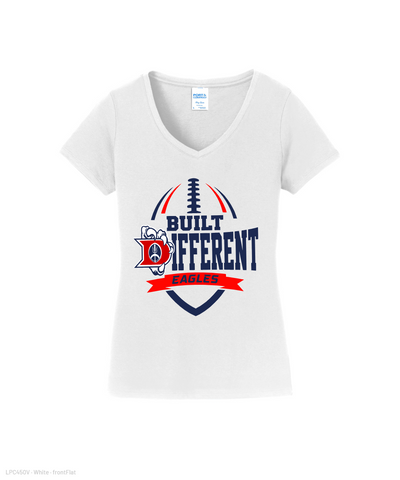 Dawson Football Booster Club- Built Different Ladies Vneck Cotton Tee