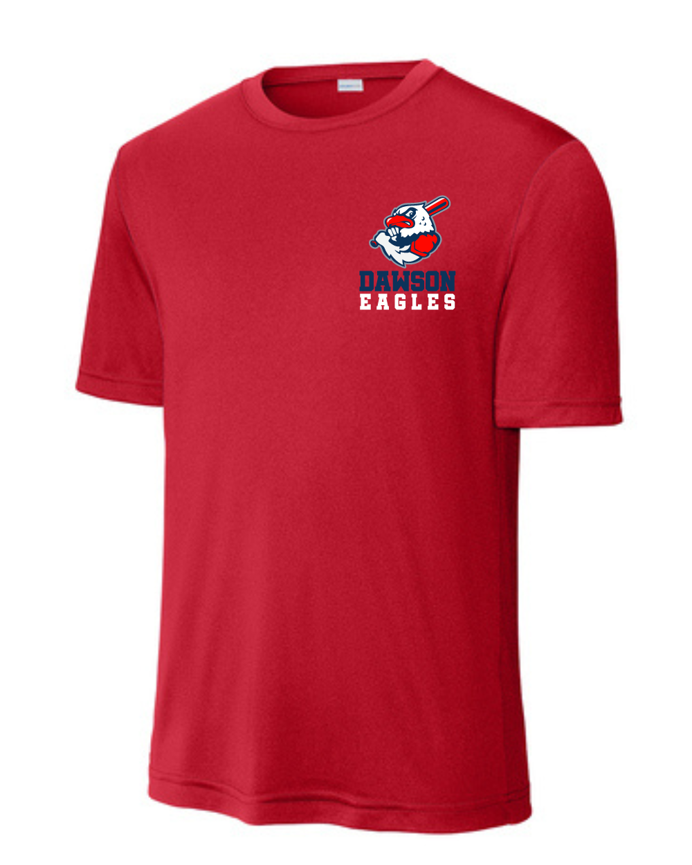 Dawson Baseball Eagle Logo Short Sleeve Performance Tee- Red