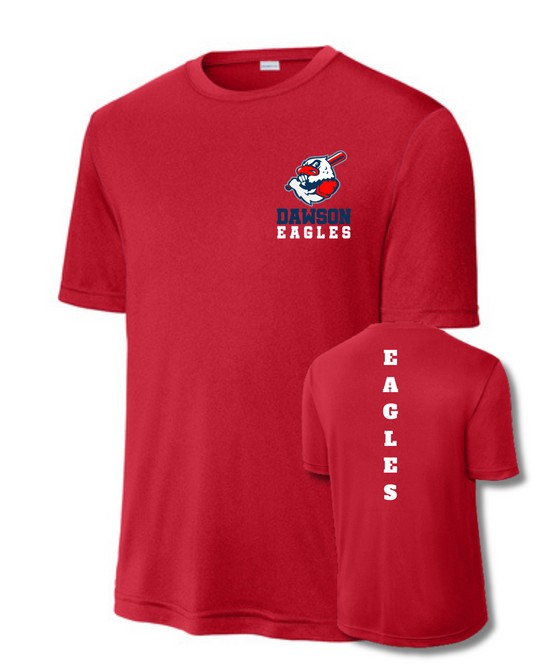 Dawson Baseball Eagle Logo Short Sleeve Performance Tee- Red