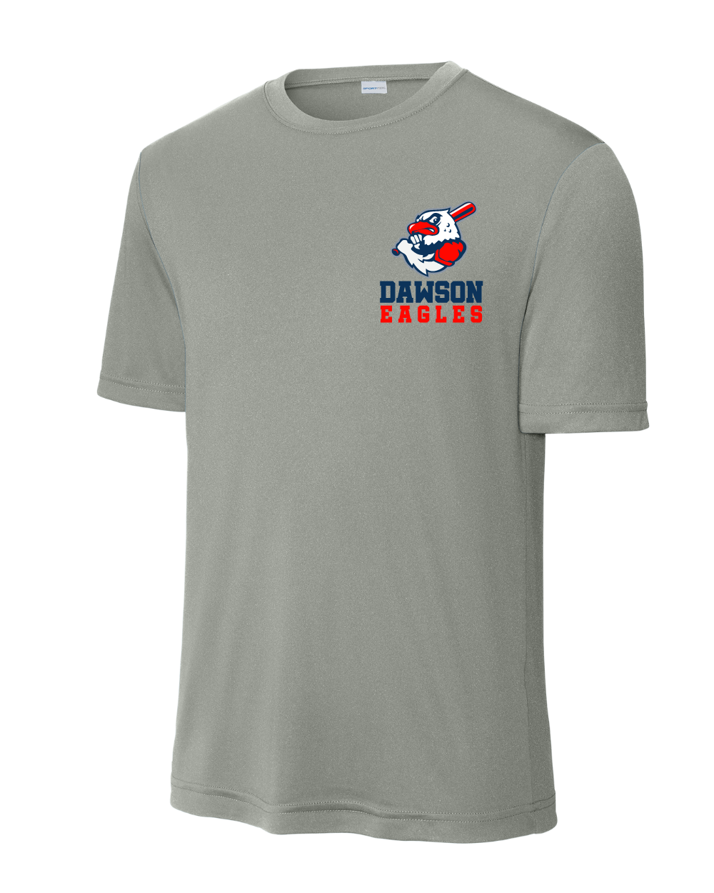 Dawson Baseball Eagle Logo Short Sleeve Performance Tee- Grey