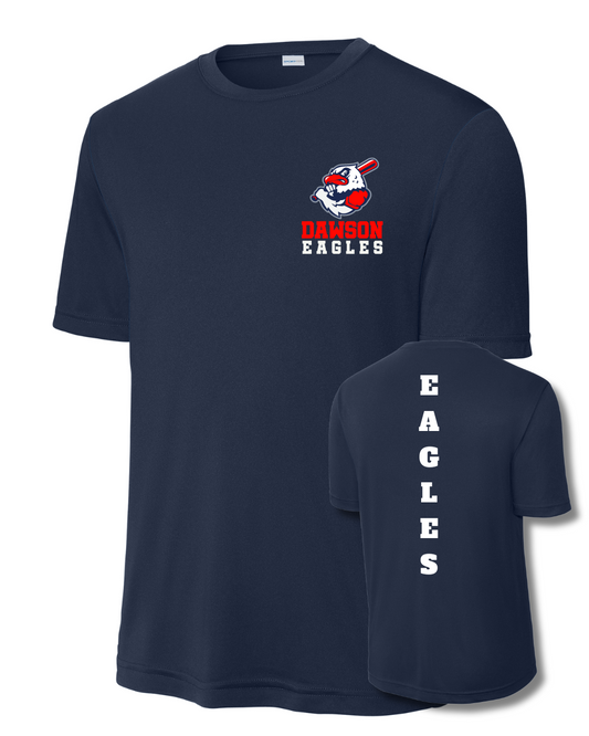 Dawson Baseball Eagle Logo Short Sleeve Performance Tee- Navy