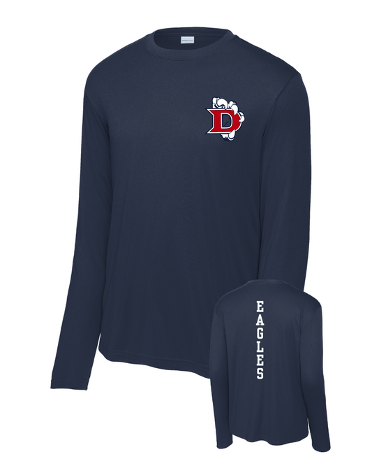 Dawson Football Booster - Long Sleeve Performance Tee- Navy