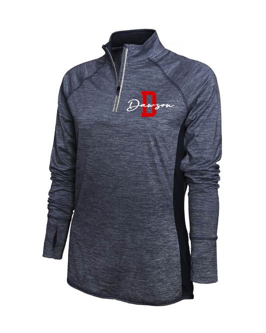 Dawson Football- Dawson Embroidered 1/4 Zip Ladies Performance Pullover- Heather Navy