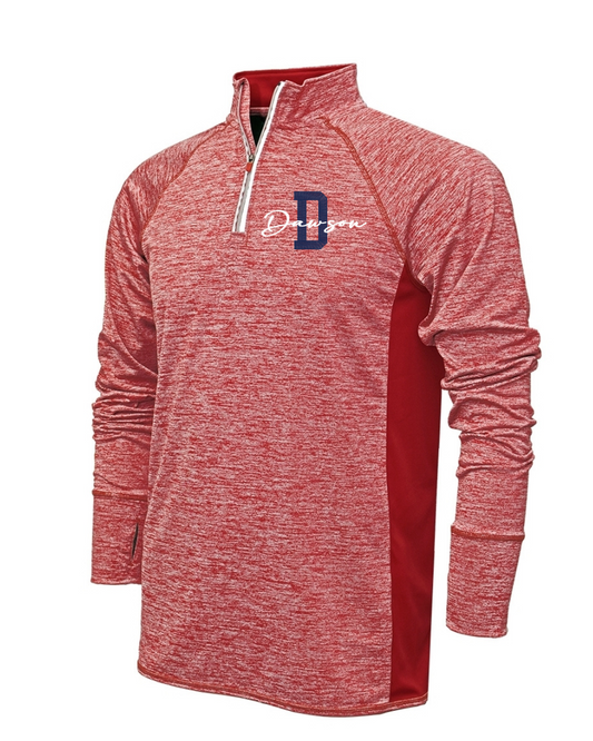 Dawson Football- Dawson Embroidered 1/4 Zip Men's Performance Pullover- Heather Red