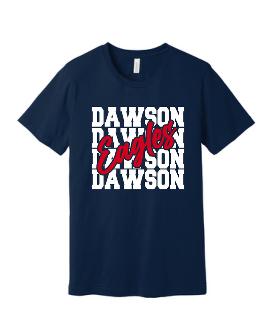 Dawson HS - Eagles Repeat- Bella Canvas Tee- Navy