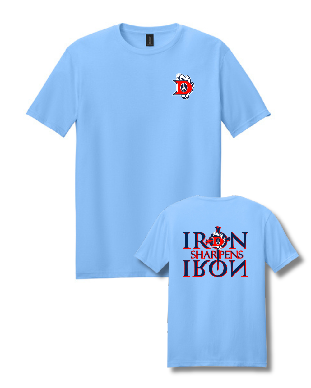 Dawson Football- Iron Sharpens Iron  Short Sleeve Cotton Tee- Light Blue