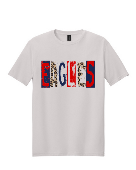 Dawson Football- Stamped Eagles Short Sleeve Cotton Tee- White