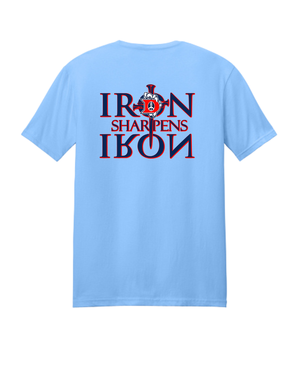 Dawson Football- Iron Sharpens Iron  Short Sleeve Cotton Tee- Light Blue