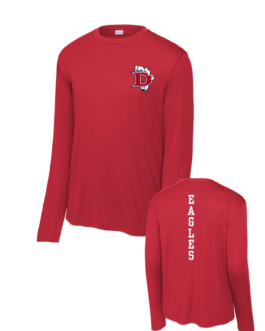 Dawson Football Booster - Long Sleeve Performance Tee- Red