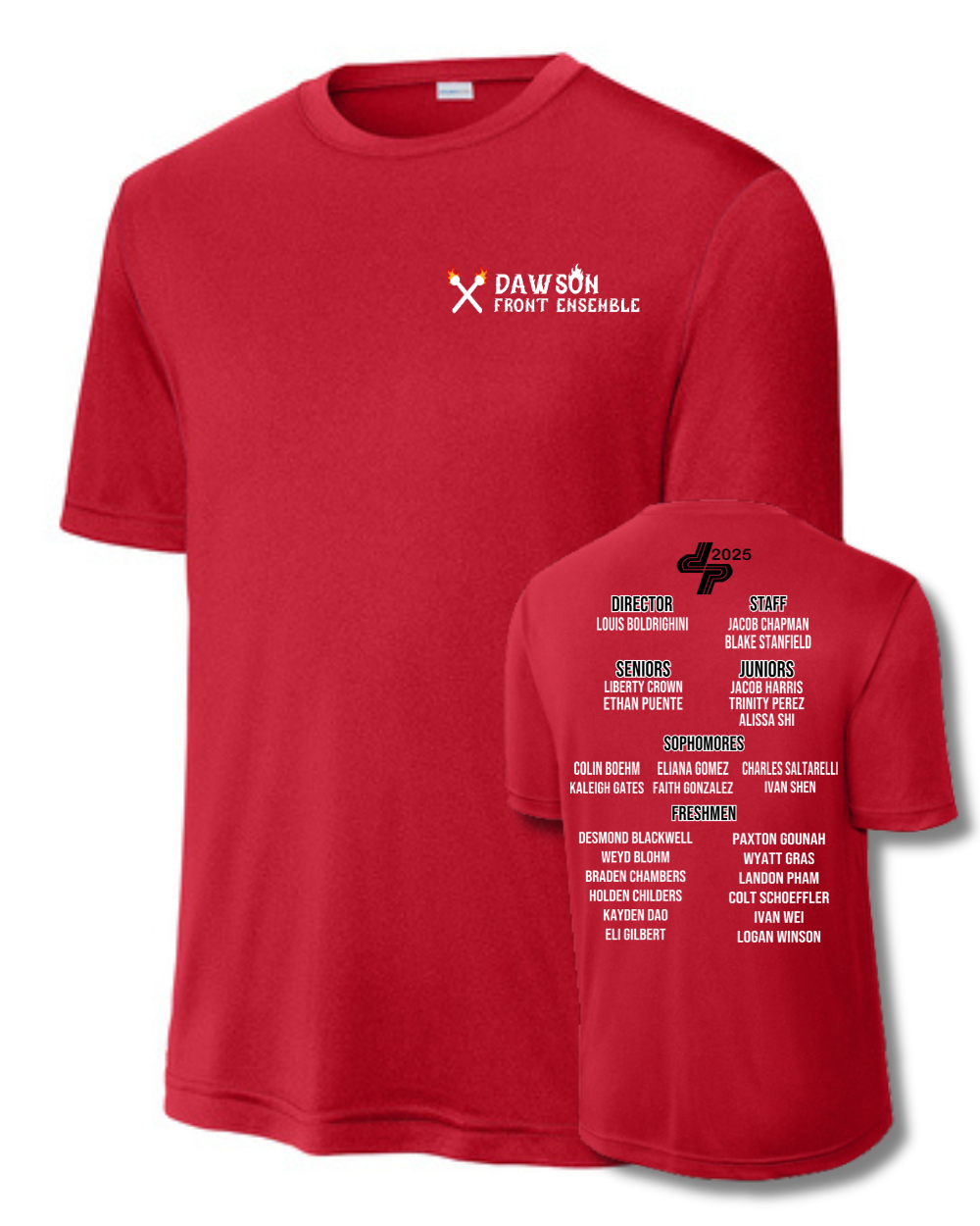 Dawson Band- Front Ensemble Red Performance Section Shirt 2025