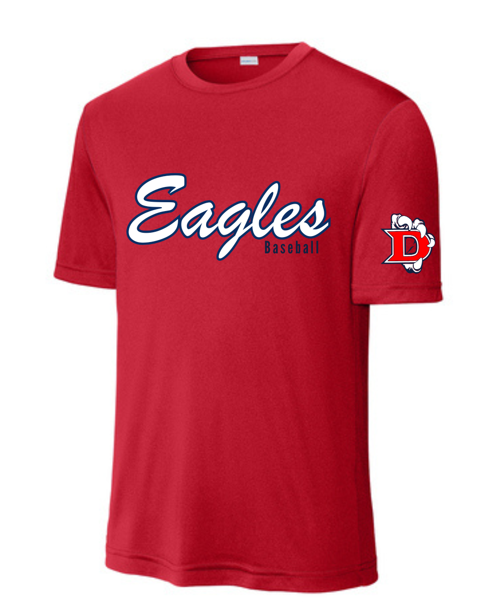 Dawson Baseball-  Eagles Script Baseball Short Sleeve Performance Tee