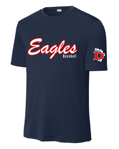 Dawson Baseball-  Eagles Script Baseball Short Sleeve Performance Tee