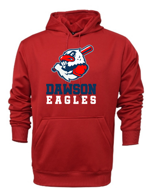 Dawson Baseball Eagle Logo Performance Hoodie- Red