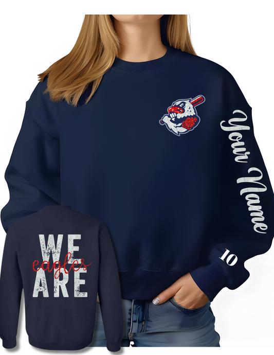 Dawson Baseball We Are Eagles Glitter Crewneck- Navy