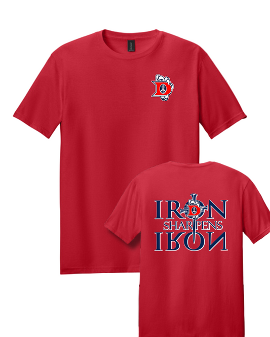 Dawson Football- Iron Sharpens Iron  Short Sleeve Cotton Tee- Red