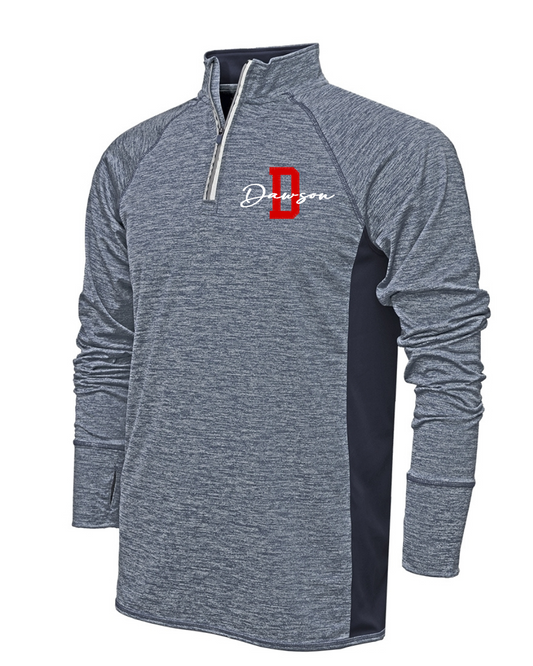 Dawson Football- Dawson Embroidered 1/4 Zip Men's Performance Pullover- Heather Navy