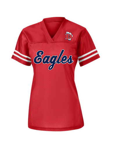 Dawson Football- Glitter  Eagles Football- Ladies fan Jersey- Red