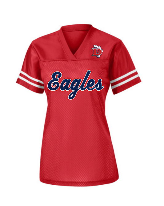 Dawson Football- Glitter  Eagles Football- Ladies fan Jersey- Red