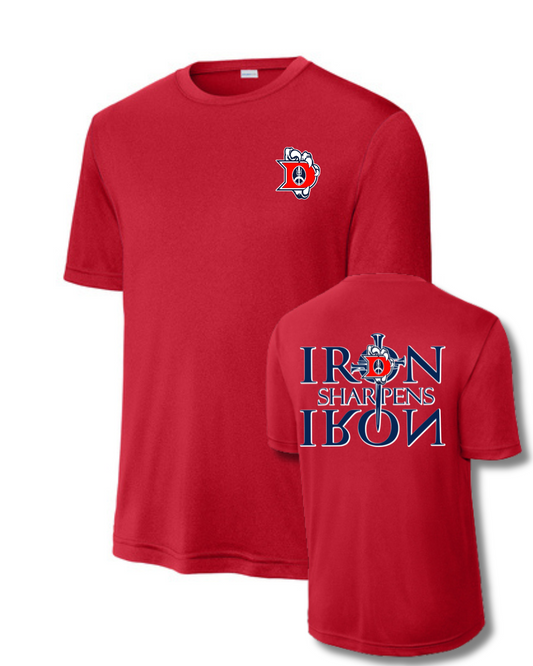 Dawson Football- Iron Sharpens Iron  Short Sleeve Performance Tee- Red