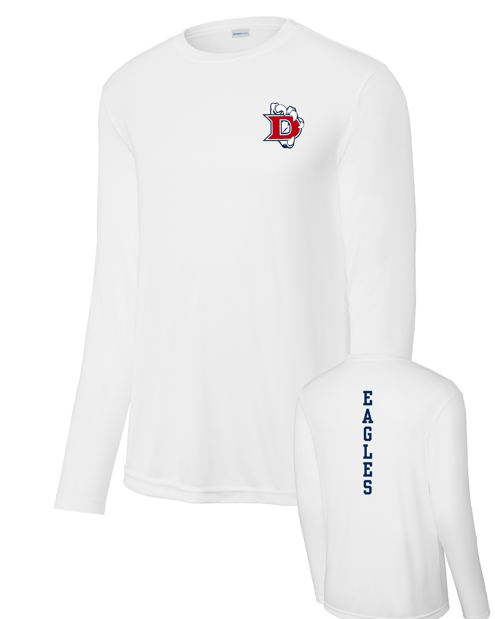 Dawson Football Booster - Long Sleeve Performance Tee- White