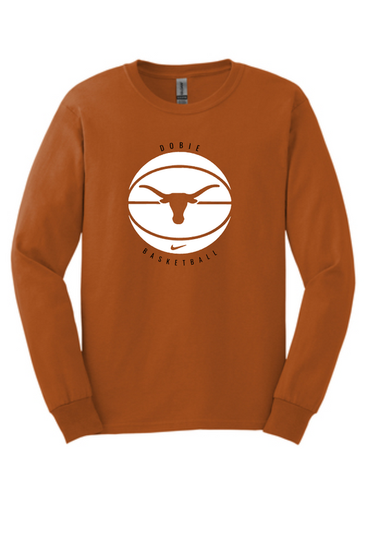 Dobie Basketball- Dobie LH Basketball Long Sleeve Cotton Tee- Orange