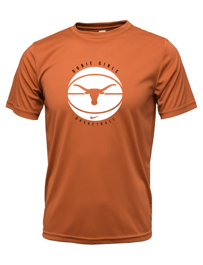 Dobie Basketball- Dobie Girls Basketball Short Sleeve Performance Tee- Orange