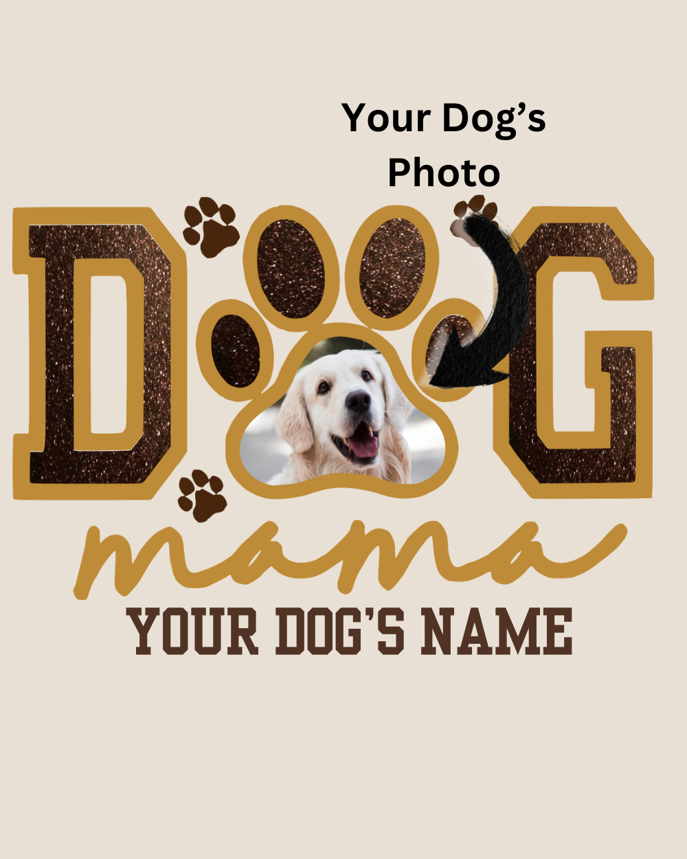 Gift- Dog Mama Embroidered Glitter Applique Dog Photo Sweatshirt
