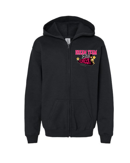 Dream Team Elite-Dream Team Cheer Logo Zip  Hoodie- Black