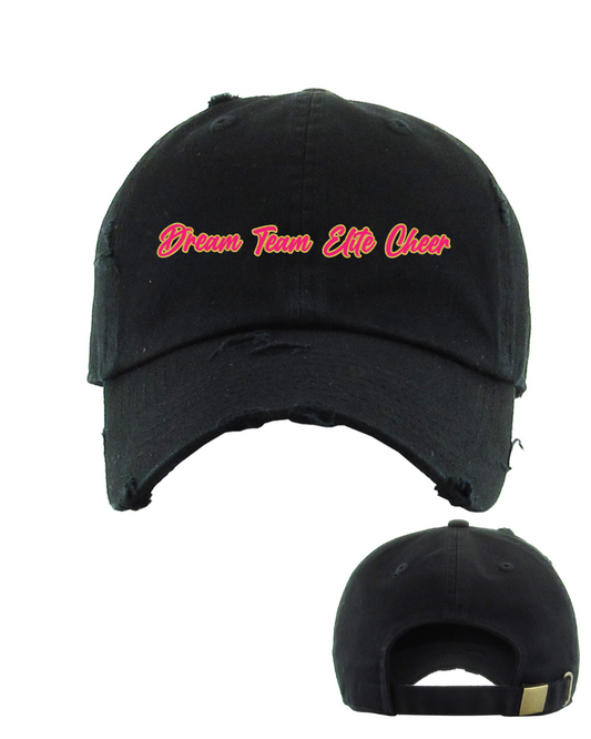 Dream Team Elite Cheer- Distressed Dad Hat- Black