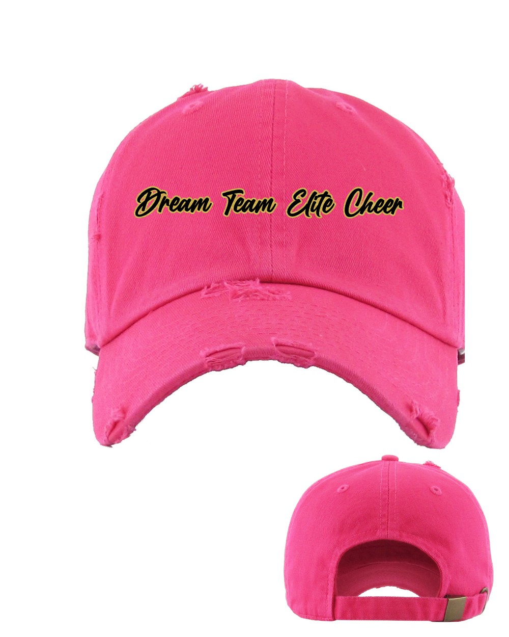 Dream Team Elite Cheer- Distressed Dad Hat- Pink