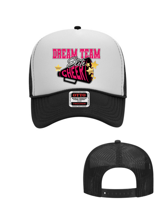 Dream Team Elite Cheer- Logo Foam Trucker Hat- White/Black