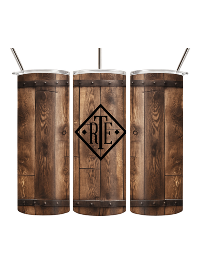 Gift- Monogrammed Wooden   Barrell Skinny Tumbler