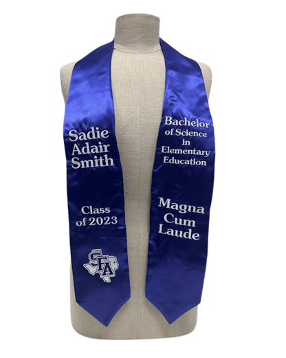 Graduation Stole- Custom  Selection Embroidery Designs -Classic  Colors