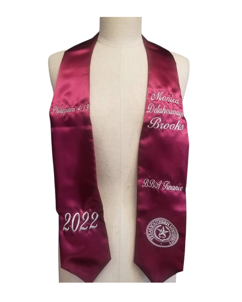Graduation Stole- Custom Selection Embroidery Designs -Classic