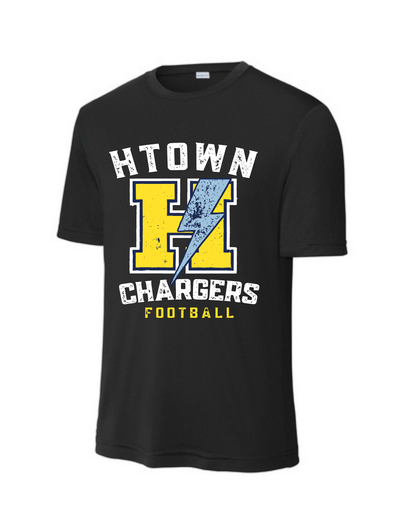 HTown Chargers Football & Cheer -Chargers  Distressed H  Performance Tee    - Black