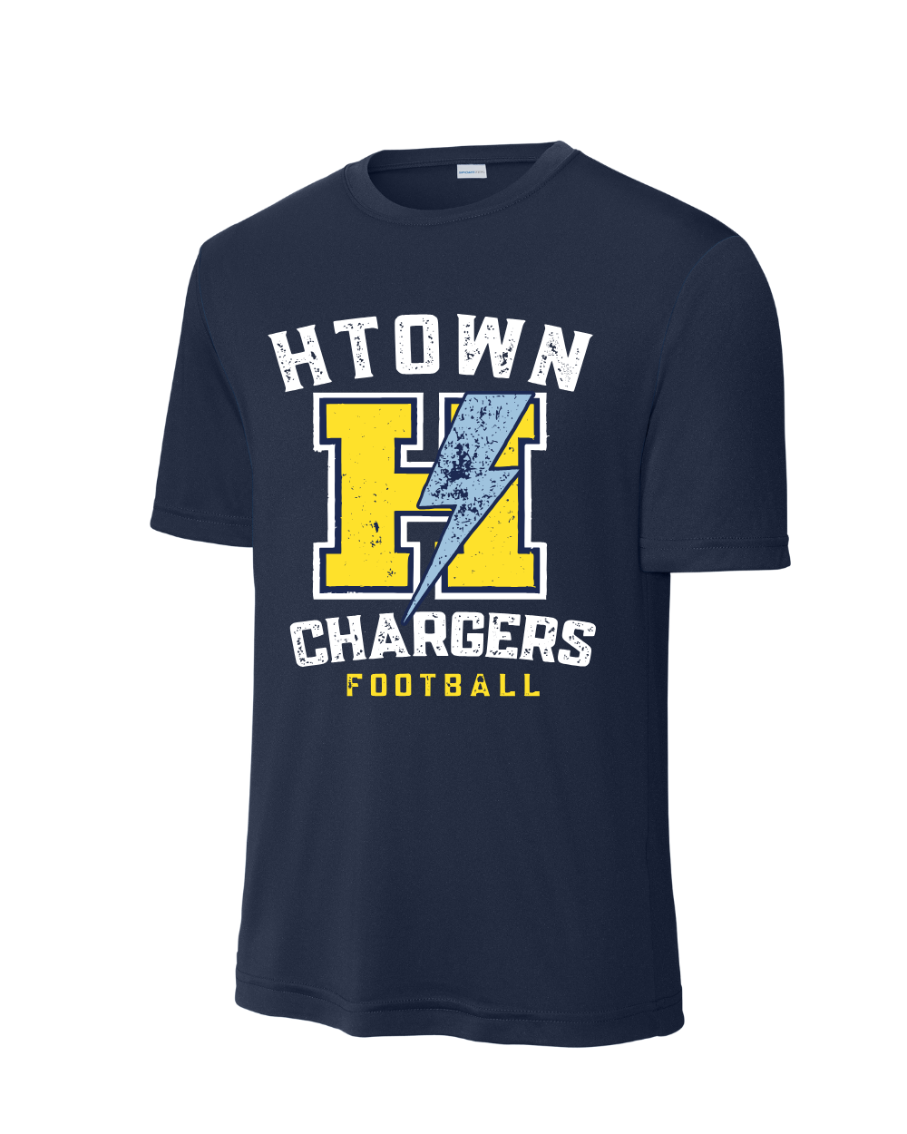 HTown Chargers Football & Cheer -Chargers  Distressed H  Performance Tee    - Navy