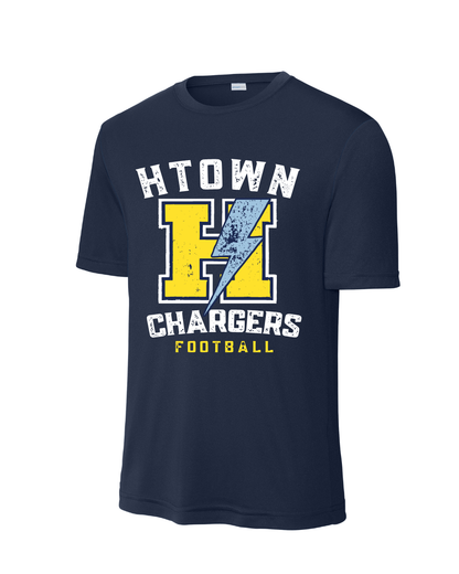 HTown Chargers Football & Cheer -Chargers  Distressed H  Performance Tee    - Navy