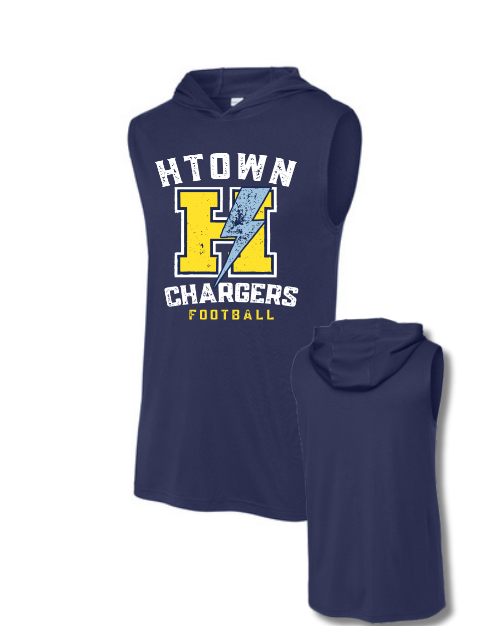 HTown Chargers Football & Cheer -Chargers  Distressed H  Hooded Performance Tee  - Black