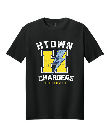HTown Chargers Football & Cheer -Chargers Distressed H Cotton Tee - Black