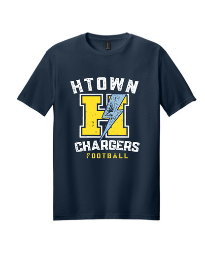 HTown Chargers Football & Cheer -Chargers Distressed H Cotton Tee - Navy