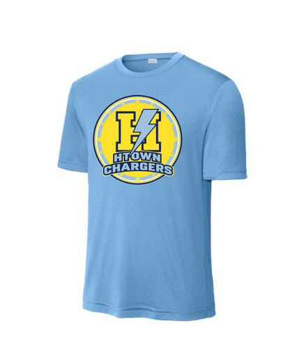 HTown Chargers Football & Cheer -Chargers  Logo Performance Tee    - Carolina Blue