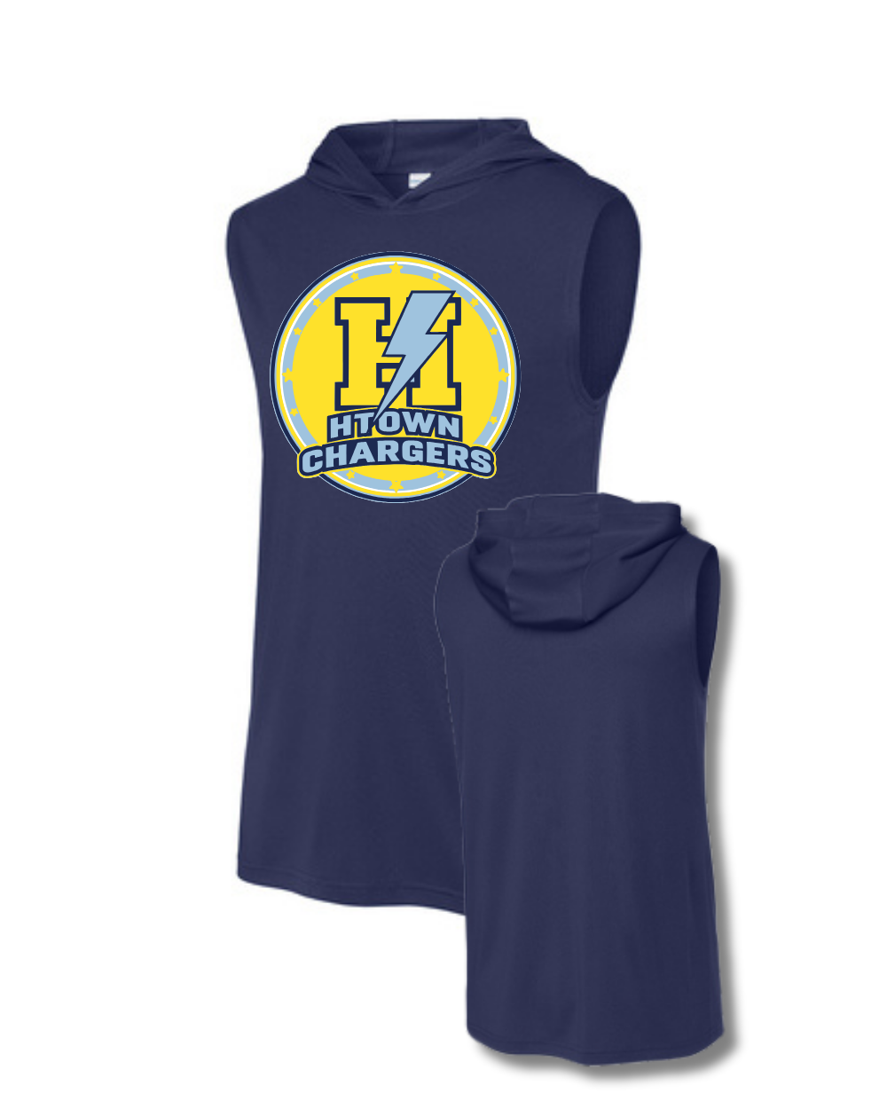 HTown Chargers Football & Cheer -Chargers  Logo  Hooded Performance Tee   - Navy