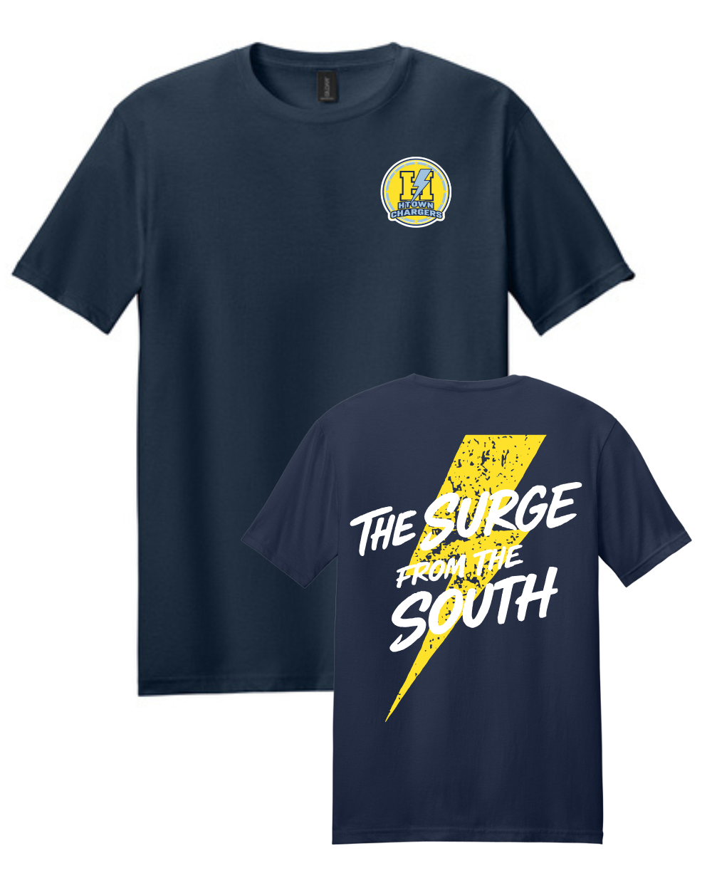 HTown Chargers Football & Cheer -Chargers Surge of the South Cotton Tee - Navy