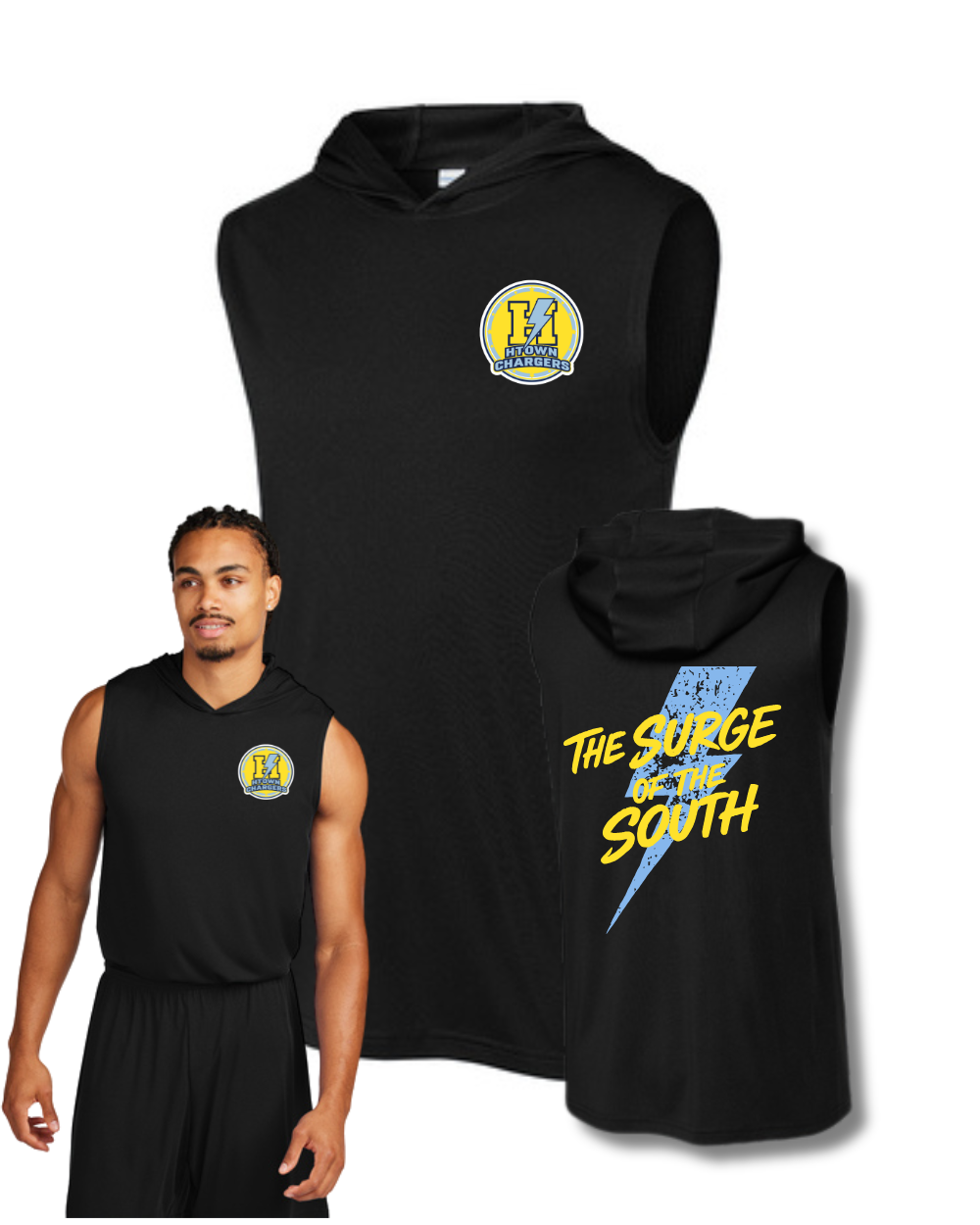 HTown Chargers Football & Cheer- Chargers Surge of the South Hooded Performance Tee