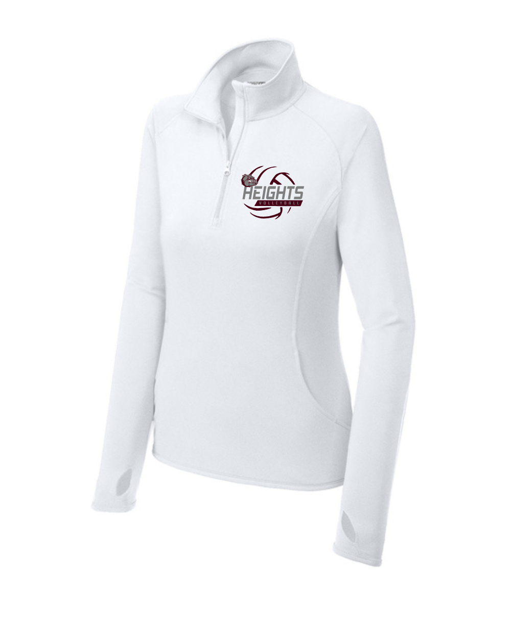 Heights Volleyball- Heights VB Ladies Stretch 1/4-Zip Pullover-White